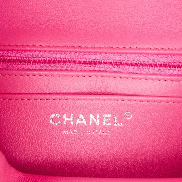 Chanel Timeless Mini Square Lamb Pink Logo | Sell your designer bag