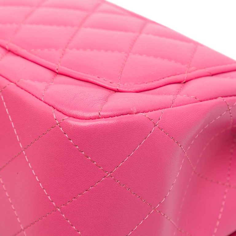 Chanel Timeless Mini Square Lamb Pink Signs of wear | Sell your designer bag