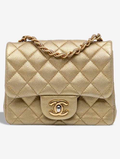 Chanel Timeless Mini Square Caviar Gold Front | Sell your designer bag