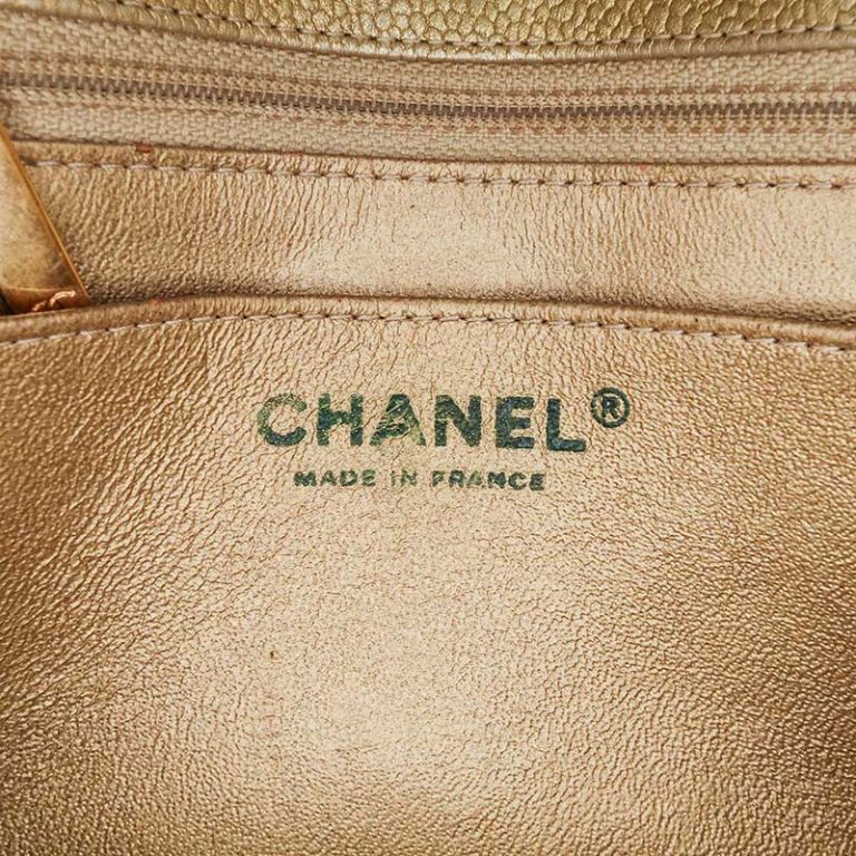 Chanel Timeless Mini Square Caviar Gold Logo | Sell your designer bag