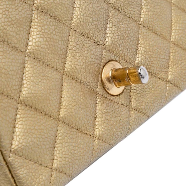 Chanel Timeless Mini Square Caviar Gold Signs of wear | Sell your designer bag