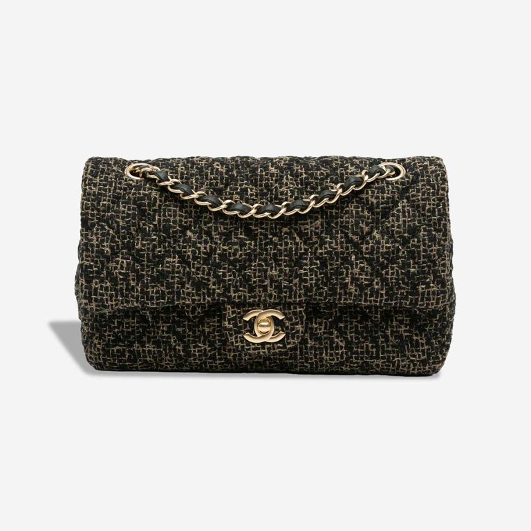 Chanel Timeless Medium Tweed Black / Gold Front | Sell your designer bag