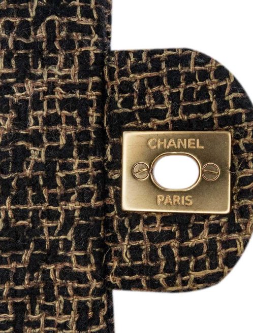 Chanel Timeless Medium Tweed Black / Gold Logo | Sell your designer bag