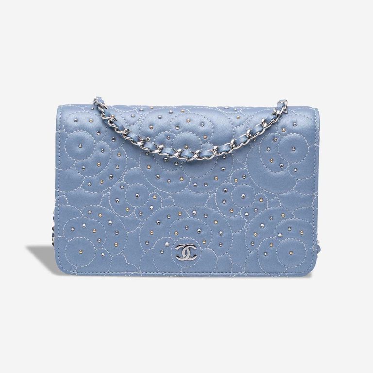 Chanel Wallet On Chain Camelia Lamb / Studs Light Lilac Front | Sell your designer bag