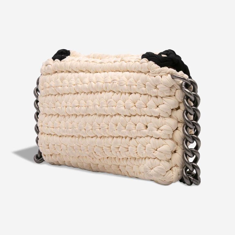 Chanel Fancy Crochet Flap Bag Medium Neoprene White / Black | Sell your designer bag