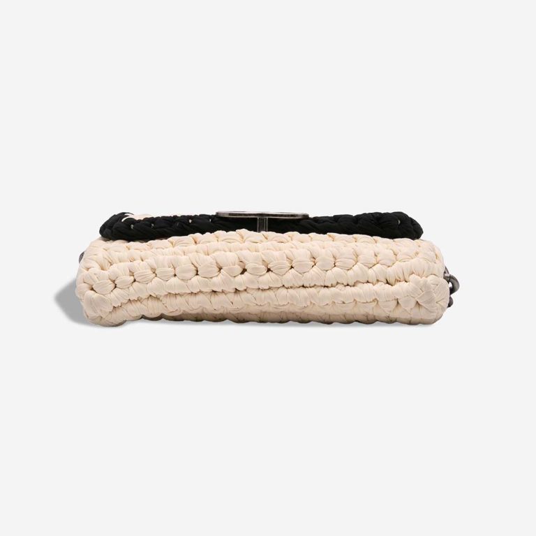 Chanel Fancy Crochet Flap Bag Medium Neoprene White / Black | Sell your designer bag