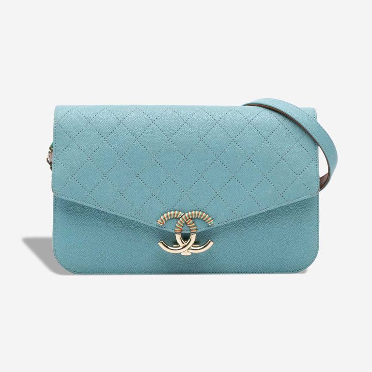 Chanel Timeless Medium Caviar Turquoise / Multicolour Front | Sell your designer bag