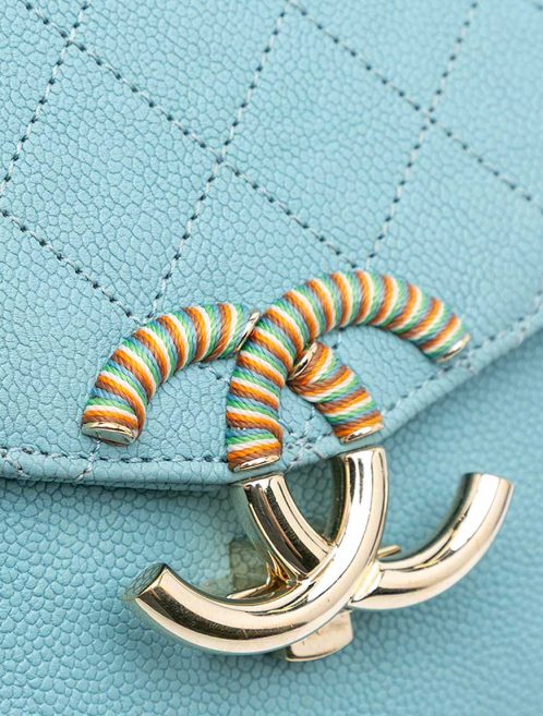 Chanel Timeless Medium Caviar Turquoise / Multicolour Closing System | Sell your designer bag