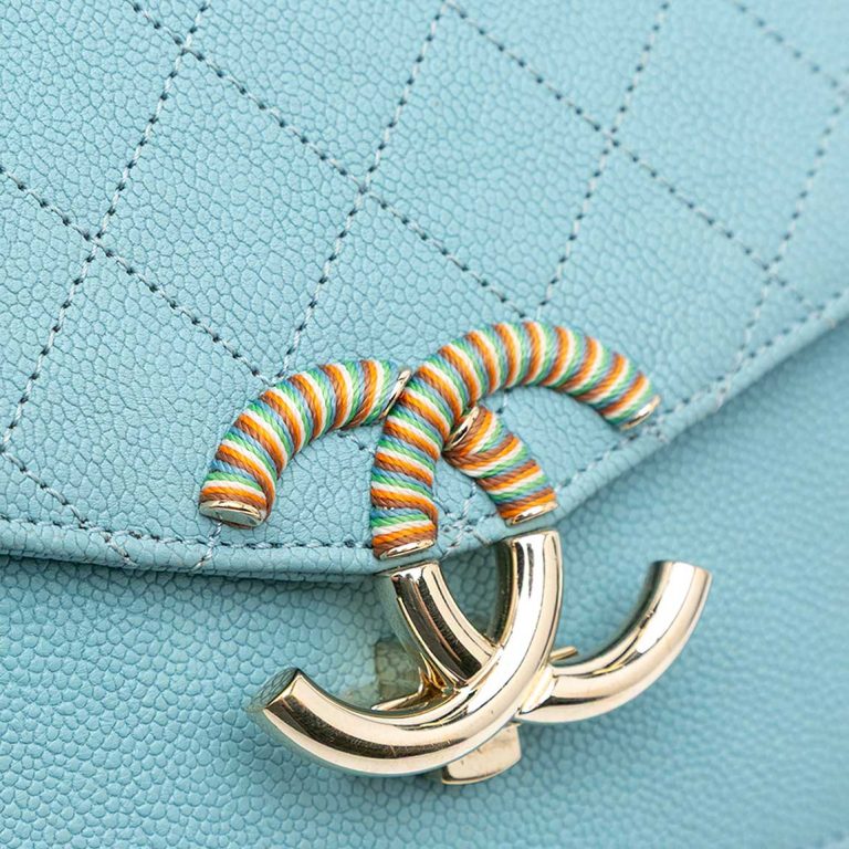 Chanel Timeless Medium Caviar Turquoise / Multicolour Closing System | Sell your designer bag