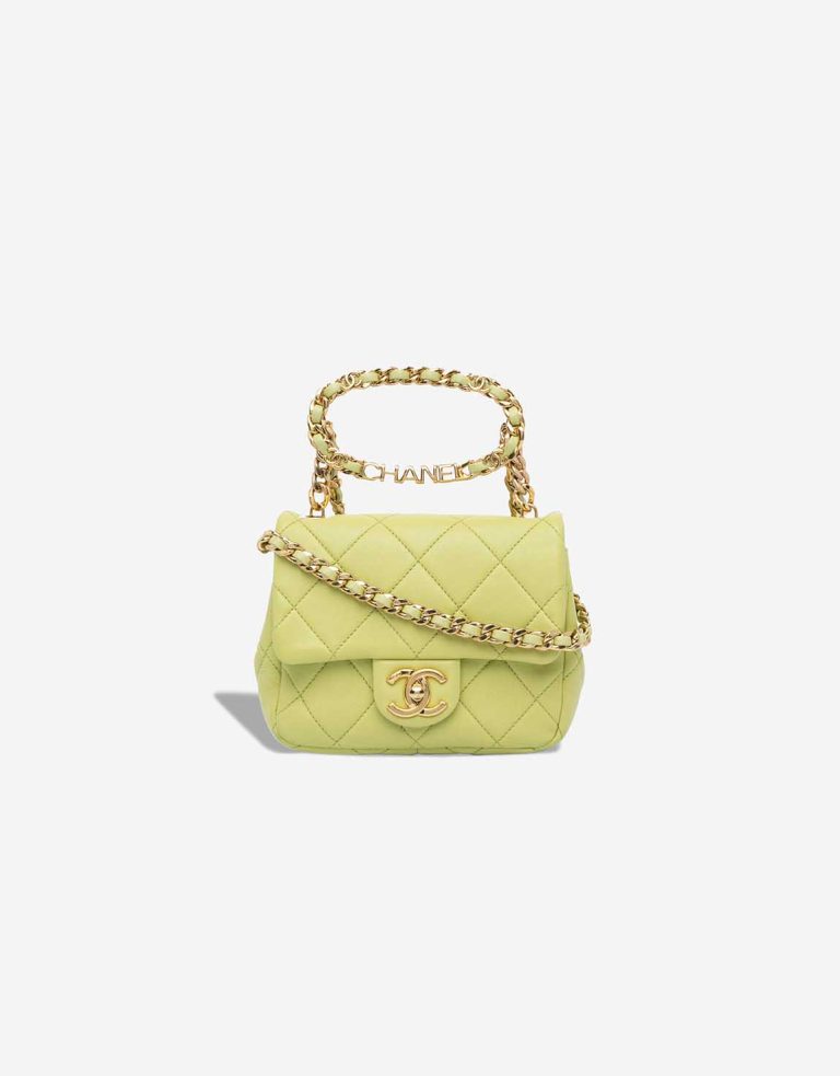 Chanel Timeless Handle Mini Square Lamb Lime Front | Sell your designer bag