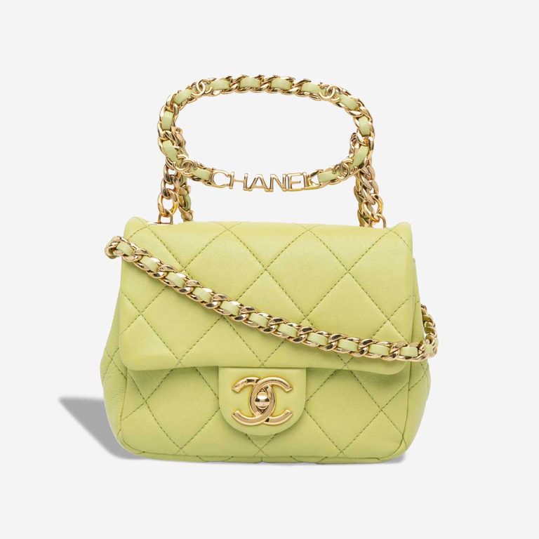 Chanel Timeless Handle Mini Square Lamb Lime Front | Sell your designer bag