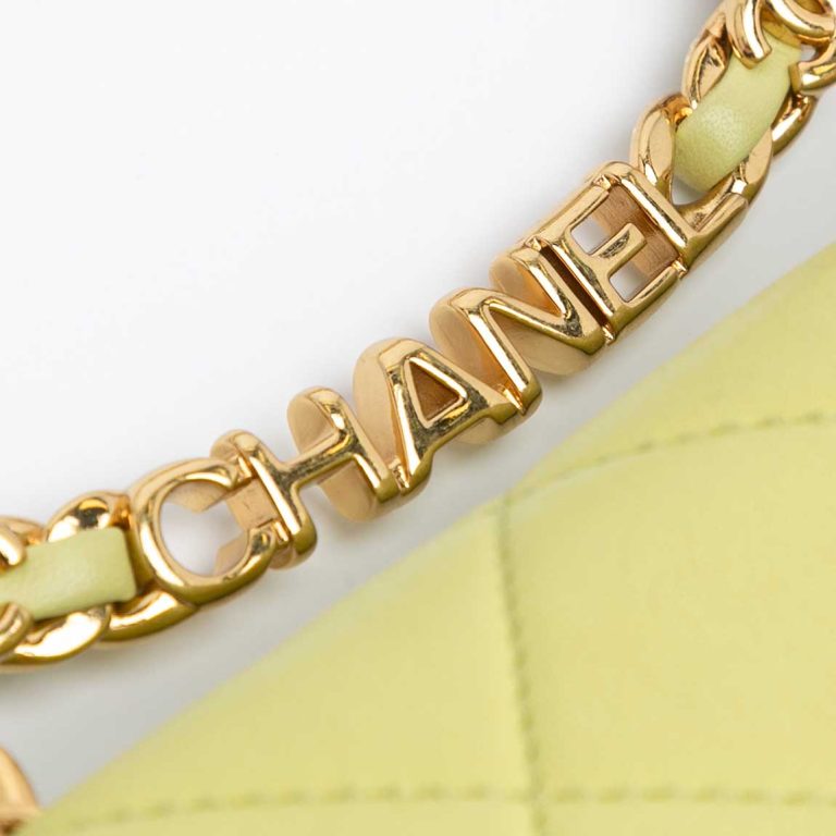 Chanel Timeless Handle Mini Square Lamb Lime Signs of wear | Sell your designer bag