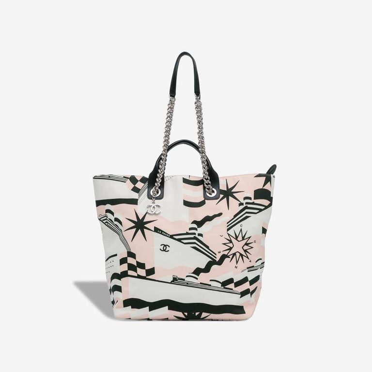 Chanel Shopping Tote La Pausa Bay Large Canvas Black / White / Pink Front | Sell your designer bag