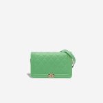Chanel Boy Wallet On Chain Lamb Green Front | Sell your designer bag
