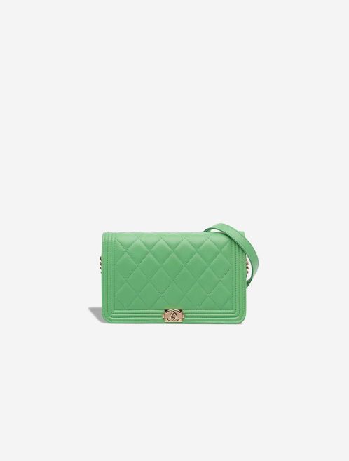 Chanel Boy Wallet On Chain Lamb Green Front | Sell your designer bag