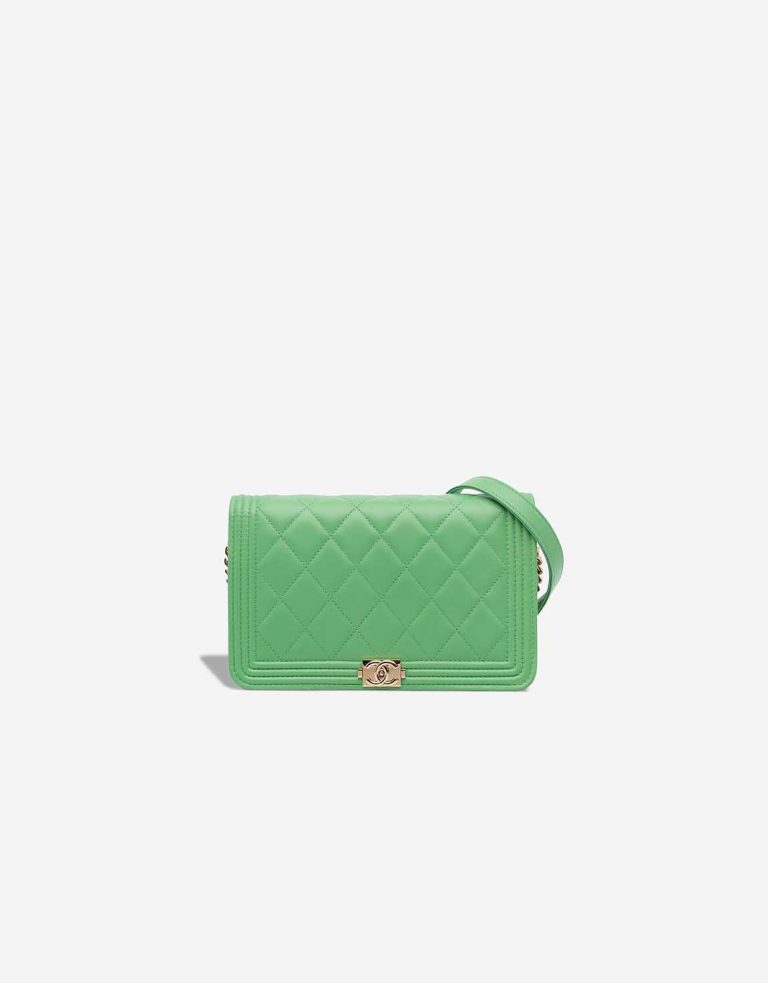 Chanel Boy Wallet On Chain Lamb Green Front | Sell your designer bag