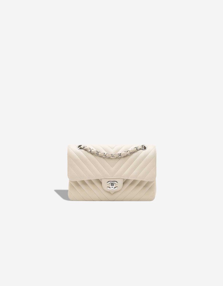 Chanel Timeless Chevron Small Lamb White Front | Sell your designer bag
