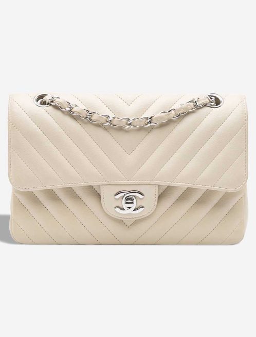 Chanel Timeless Chevron Small Lamb White Front | Sell your designer bag
