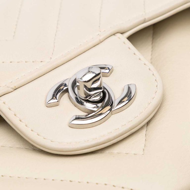 Chanel Timeless Chevron Small Lamb White Front | Sell your designer bag
