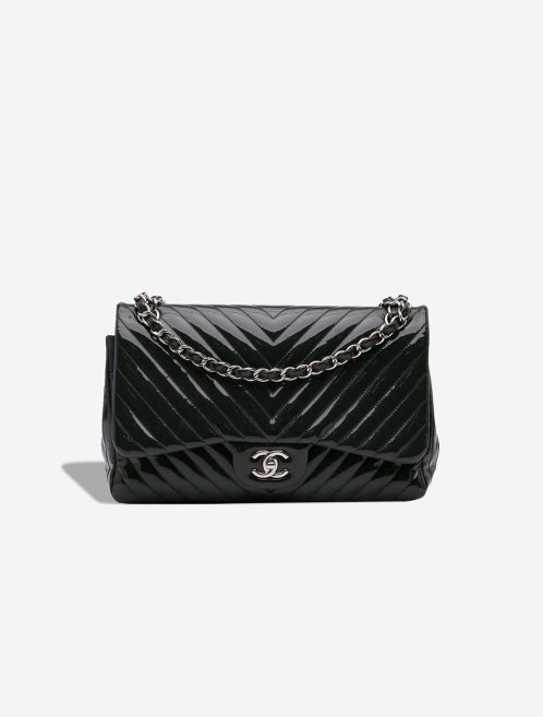 Chanel Timeless Chevron Jumbo Patent Dark Blue Front | Sell your designer bag