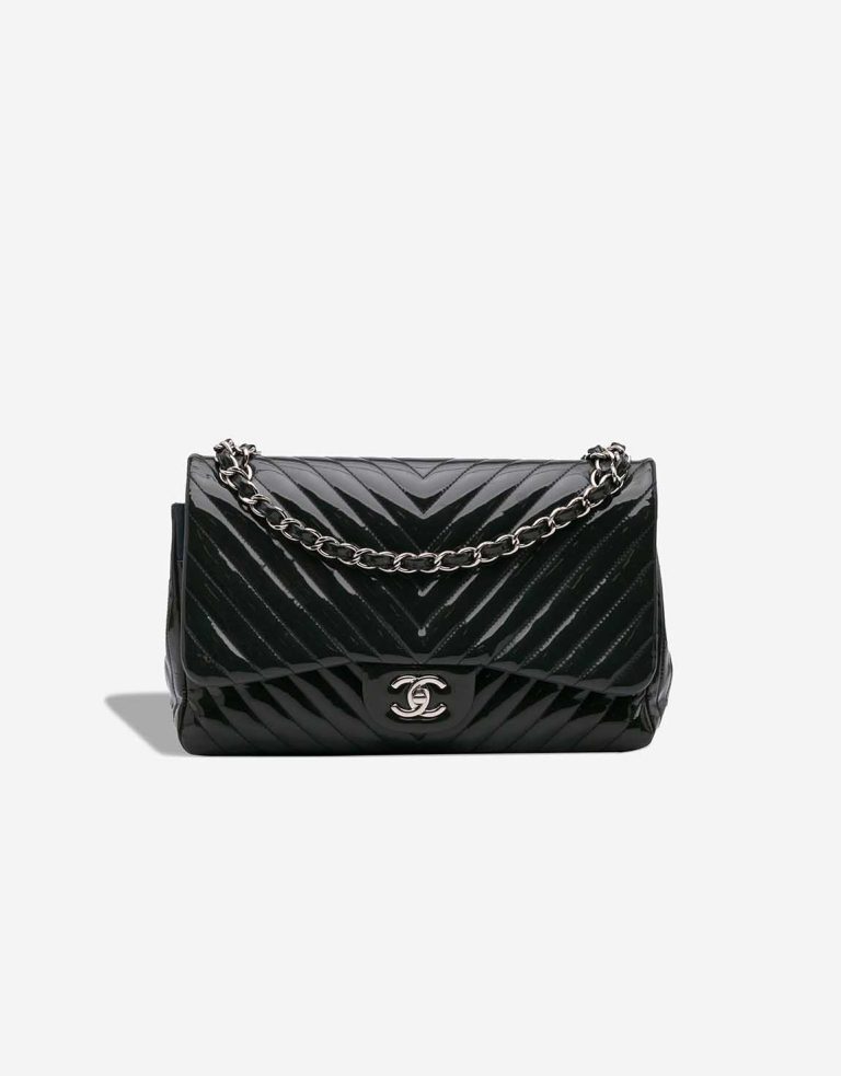 Chanel Timeless Chevron Jumbo Patent Dark Blue Front | Sell your designer bag