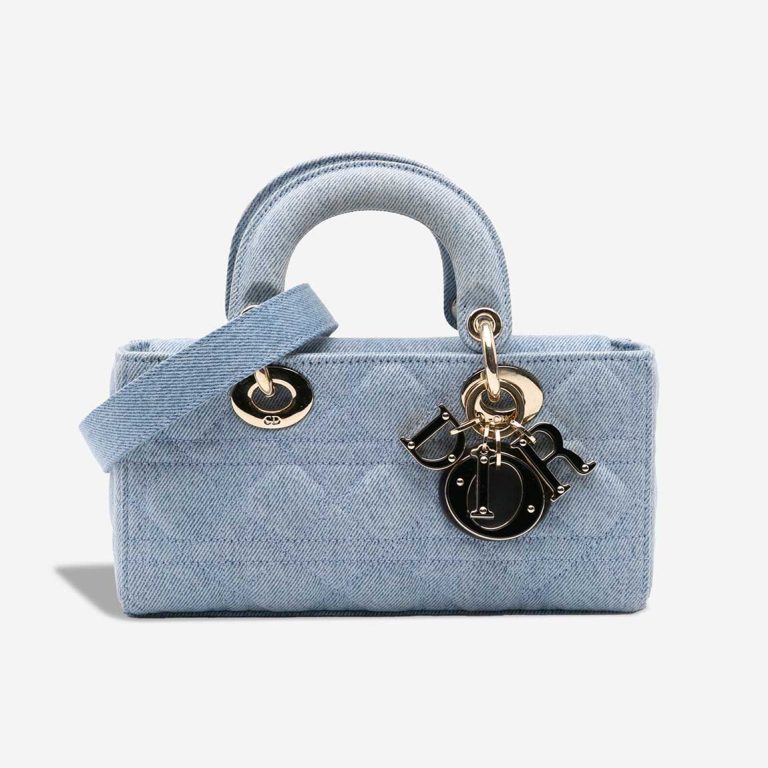 Dior Lady D-Joy Small Denim Blue Front | Sell your designer bag