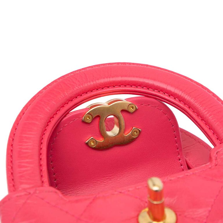Chanel Kelly Micro Crinkled Calf Pink Closing System | Sell your designer bag