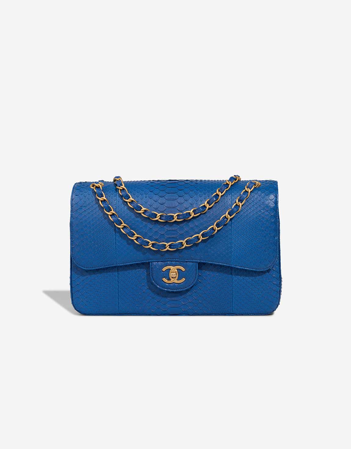 Chanel Timeless Jumbo Pythonleder Blau