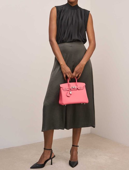 Hermès Birkin 25 Swift Rose Azalée on Model | Sell your designer bag