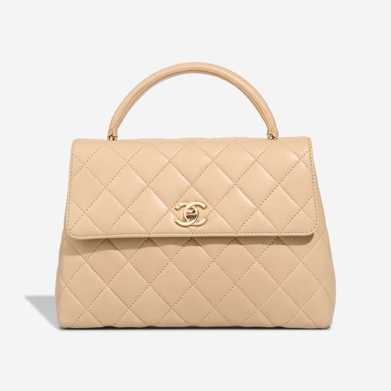 Chanel Timeless Handle Medium Lamb Beige Front | Sell your designer bag