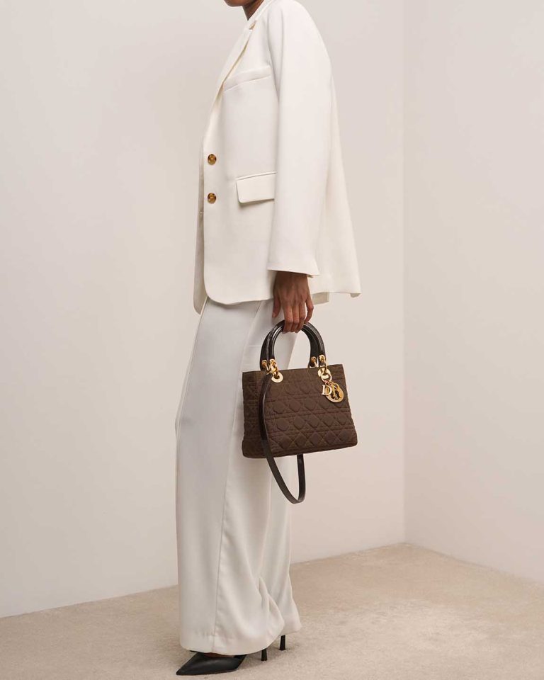 Dior Lady Medium Nylon Brown on Model | Sell your designer bag