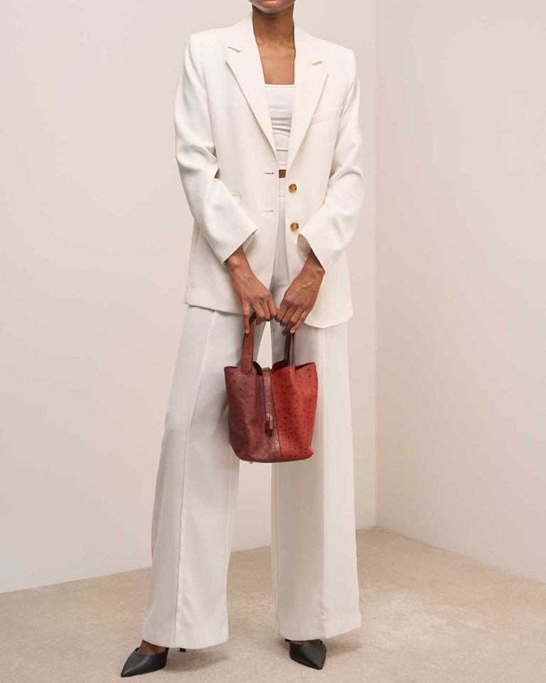 Hermès Picotin 22 Ostrich Rouge H / Rouge Vif Front | Sell your designer bag