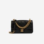 Chanel Around The Corner Flap Bag Medium Calf Black Front | Sell your designer bag