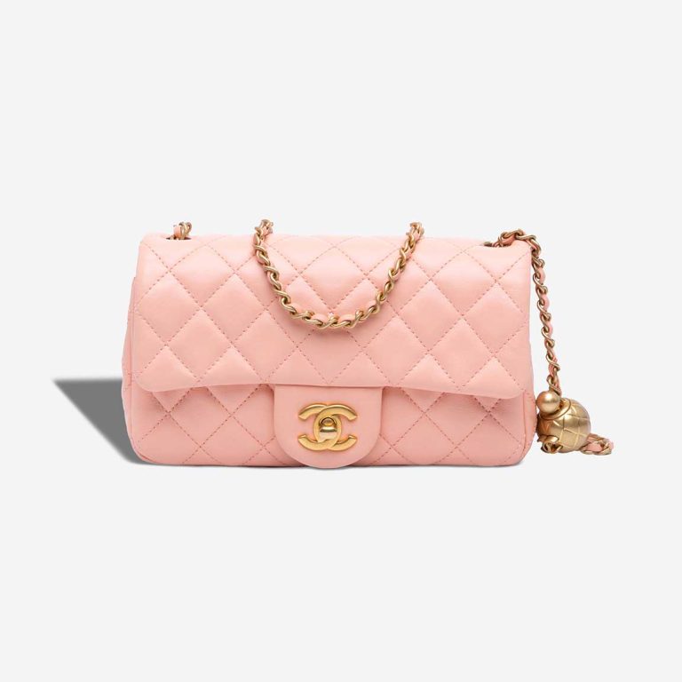 Chanel Timeless Pearl Crush Mini Rectangular Lamb Pink Front | Sell your designer bag