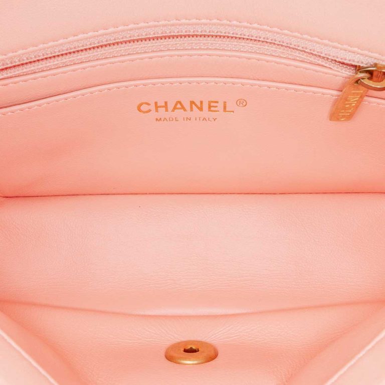 Chanel Timeless Pearl Crush Mini Rectangular Lamb Pink Inside | Sell your designer bag