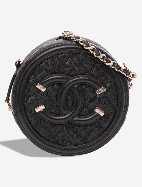 Chanel Filigree Round Clutch Caviar Black Front | Sell your designer bag