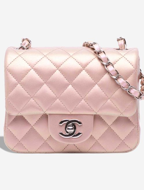 Chanel Timeless Mini Square Lamb Light Pink / Iridescent Front | Sell your designer bag