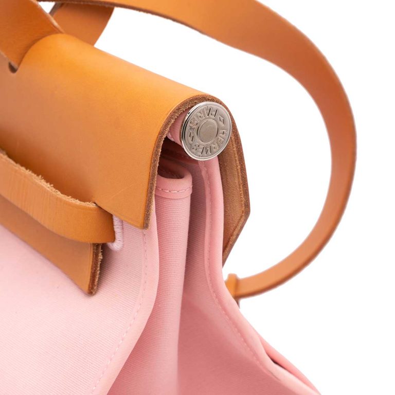 Hermès Herbag 39 Toile / Vache Hunter Gold / Rose Sakura Signs of wear | Sell your designer bag