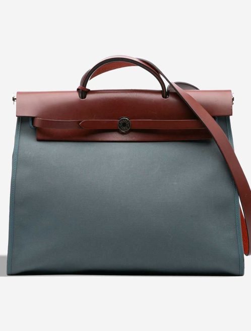 Hermès Herbag 39 Toile / Vache Hunter Rouge H / Gris Fumé  Front | Sell your designer bag