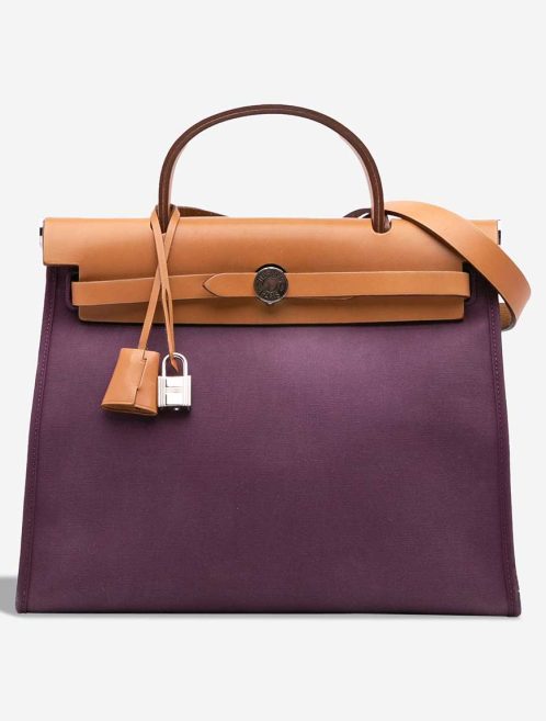 Hermès Herbag 31 Toile / Vache Hunter Raisin / Sable Naturel Front | Sell your designer bag