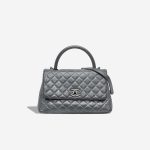 Chanel Timeless Coco Top Handle Medium Aged Calf Grey Front | Sell your designer bag