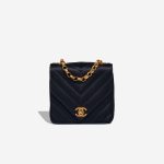 Chanel Timeless Chevron Mini Square Silk Dark Blue Front | Sell your designer bag