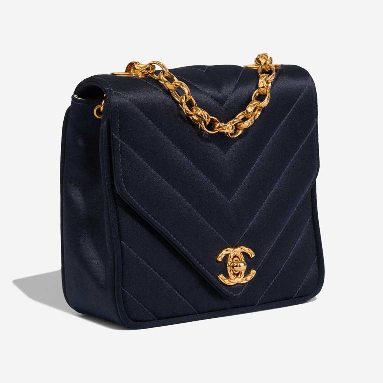 Chanel Timeless Chevron Mini Square Silk Dark Blue | Sell your designer bag
