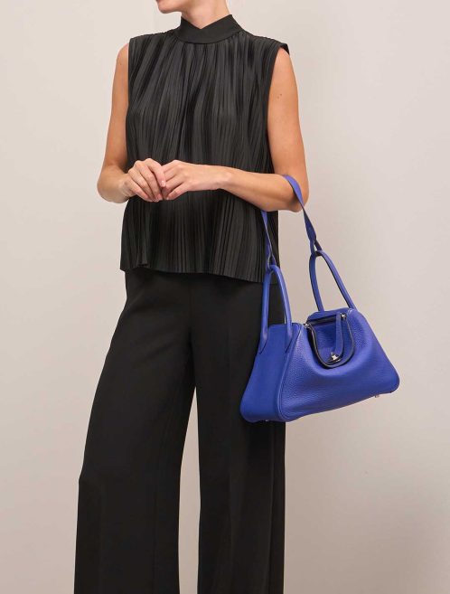 Hermès Lindy 30 Clémence Bleu France on Model | Sell your designer bag