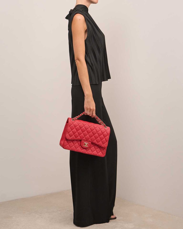 Chanel Timeless Jumbo Lamb Red Front | Sell your designer bag