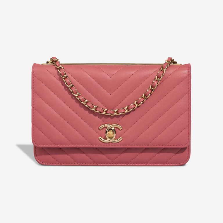 Chanel Trendy CC Wallet On Chain Lamb Rose Front | Sell your designer bag