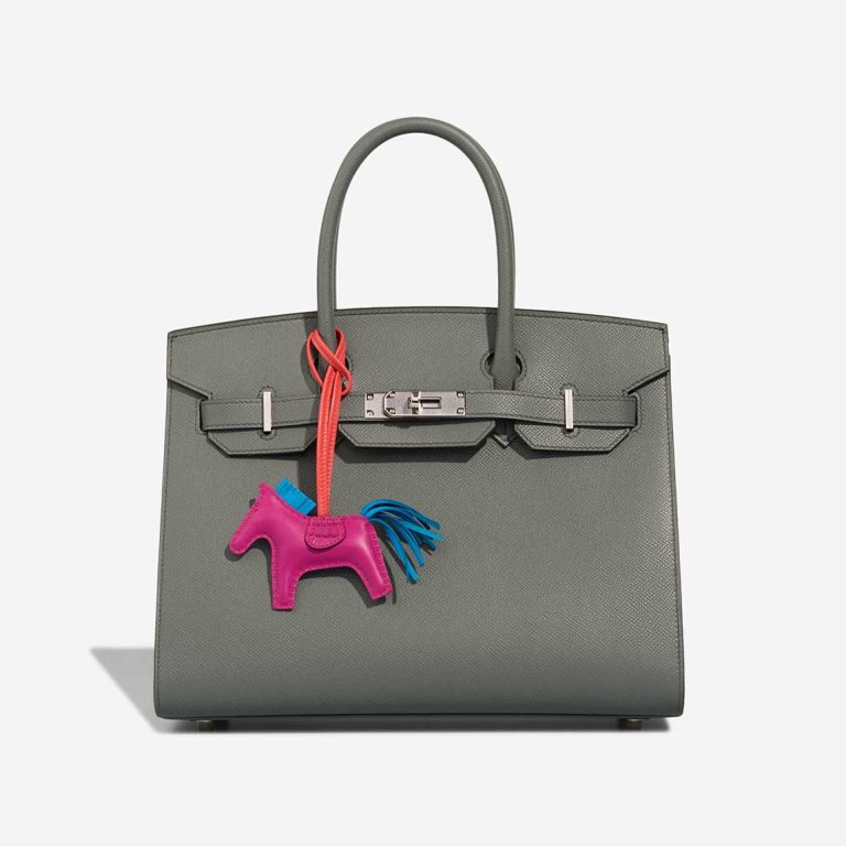 Hermès Rodeo PM Milo Lamb / Crocodile Rose Pourpre / Bleu Zanzibar Front | Sell your designer bag