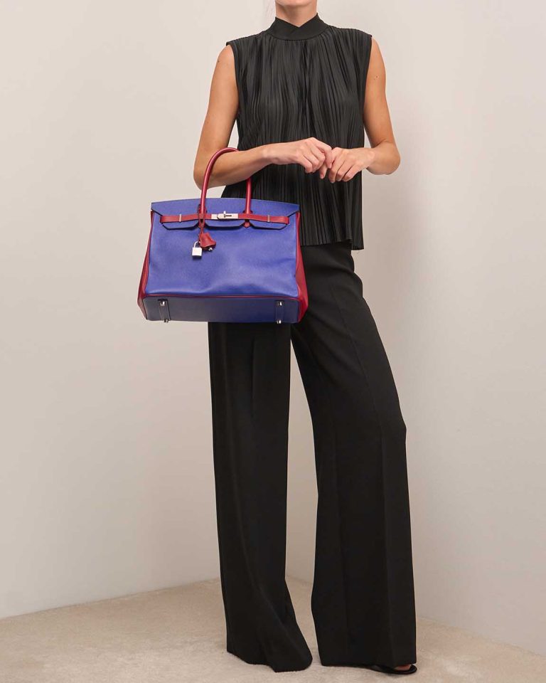 Hermès Birkin HSS 35 Epsom Bleu Électrique / Rouge H / Bordeaux Front | Sell your designer bag