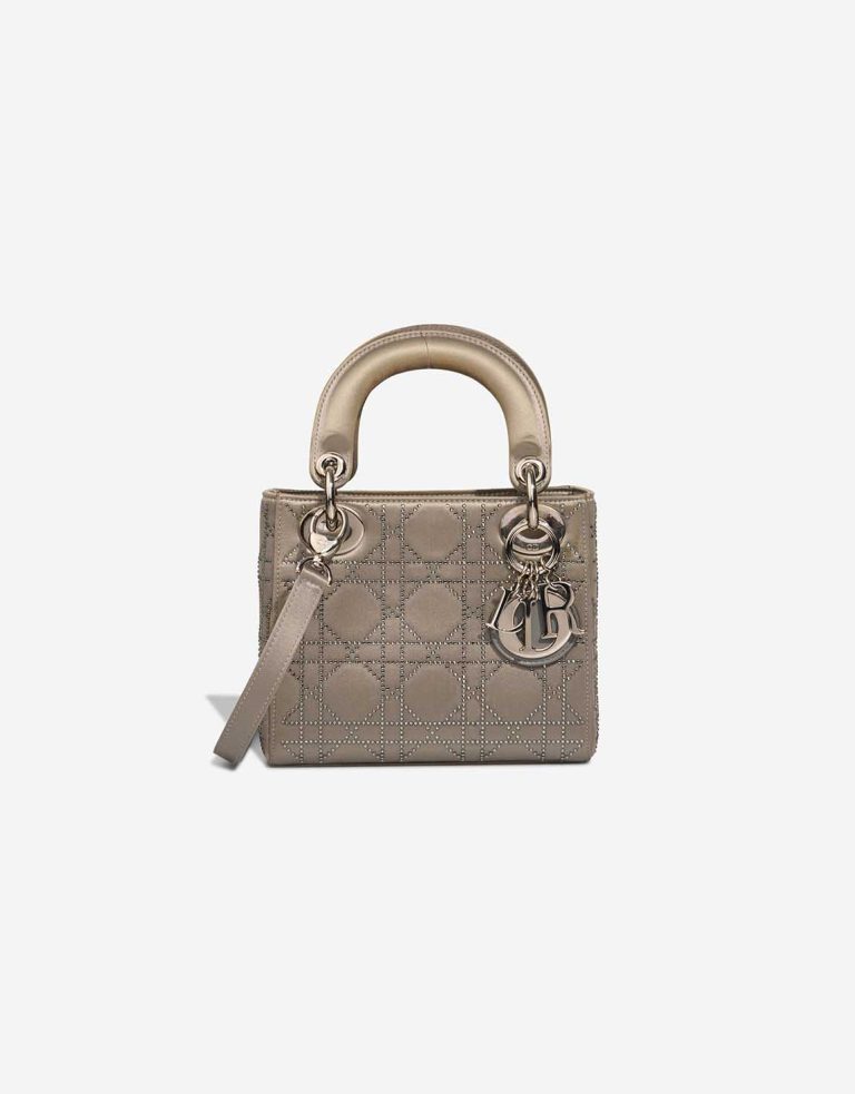 Dior Lady Small Silk Silver Front | Sell your designer bag