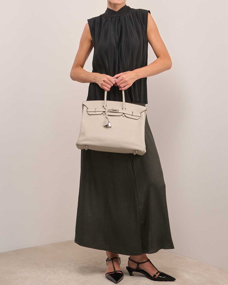 Hermès Birkin 35 Clémence Gris Perle Front | Sell your designer bag